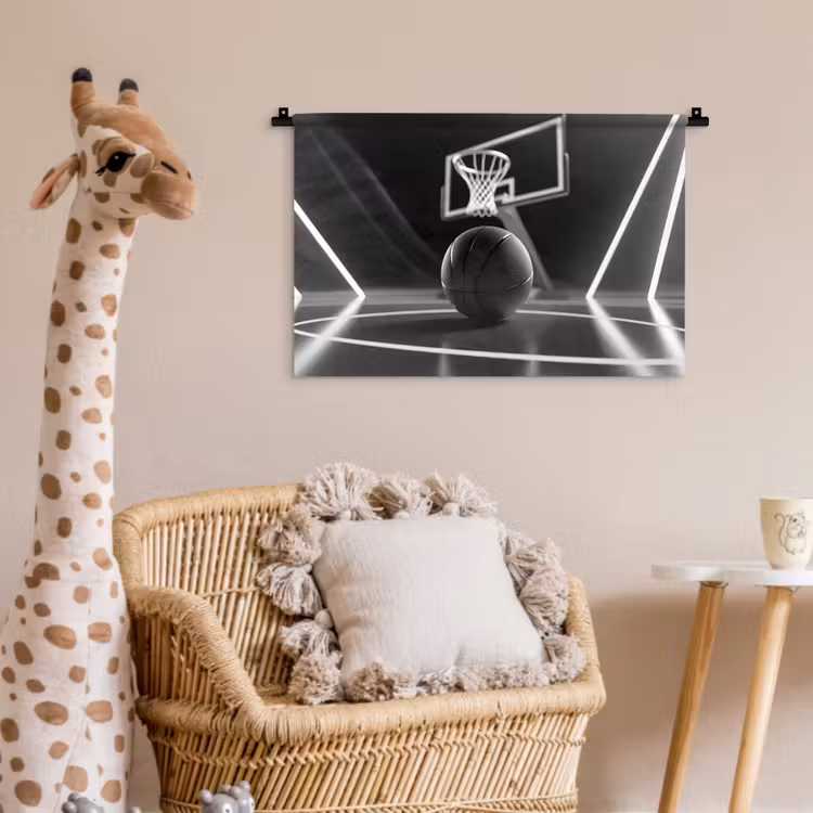 Basketbal - Basketbalveld - Lichtlijnen Wandkleed katoen klein -wsfeer5_kind