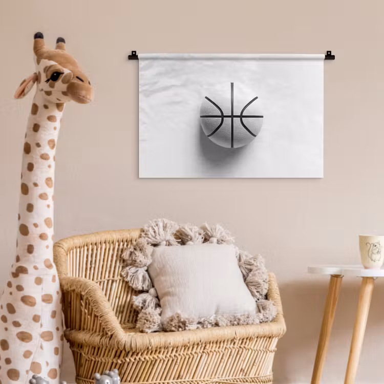 Basketbal - Wit - Schaduw - Lijnen Wandkleed katoen klein -wsfeer5_kind