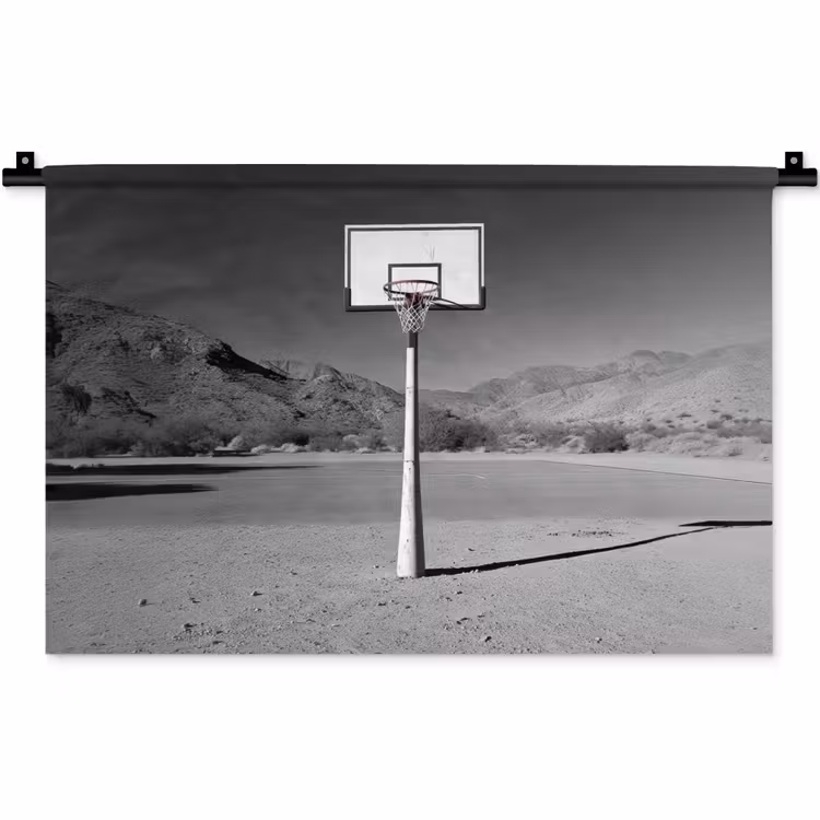 Basketbalpaal - Landschap - Zand - Wit Wandkleed katoen klein -zz3d