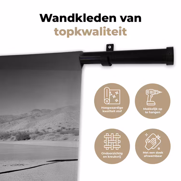 Basketbalpaal - Landschap - Zand - Wit Wandkleed katoen klein -sfeer2