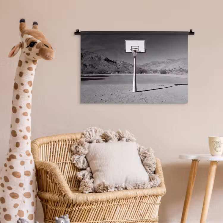 Basketbalpaal - Landschap - Zand - Wit Wandkleed katoen klein -wsfeer5_kind