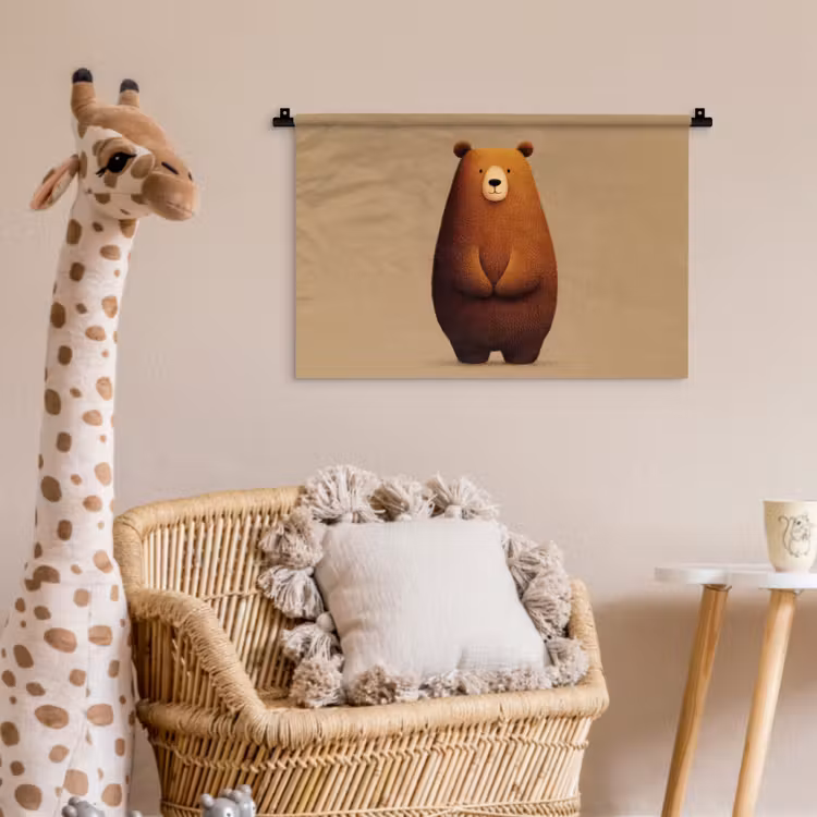 Beer - Minimalistisch - Bruin Wandkleed katoen klein -wsfeer5_kind