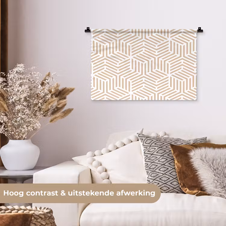 Beige - Geometrie - Patronen - Abstract Wandkleed katoen klein 269 -sfeer1
