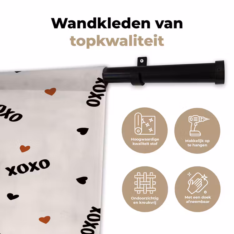 Beige - Hartjes - Patroon Wandkleed katoen klein 269 -sfeer2