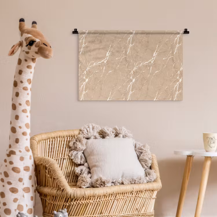 Beige - Marmer - Organisch - Wit Wandkleed katoen klein 269 -wsfeer5_kind