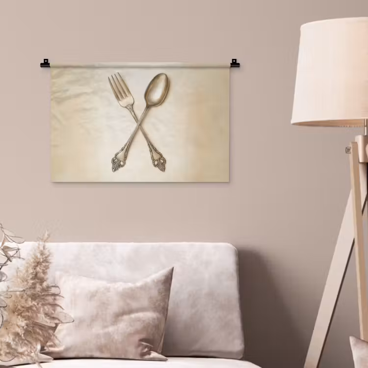 Beige - Vintage - Bestek Wandkleed katoen klein -sfeer4