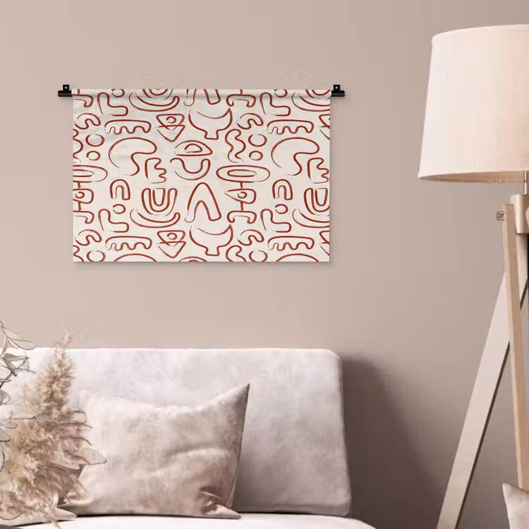 Beige - Vormen - Rood - Patroon Wandkleed katoen klein 269 -sfeer4