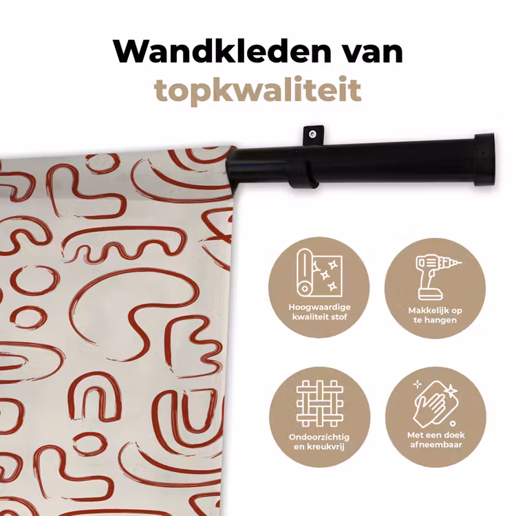 Beige - Vormen - Rood - Patroon Wandkleed katoen klein 269 -sfeer2