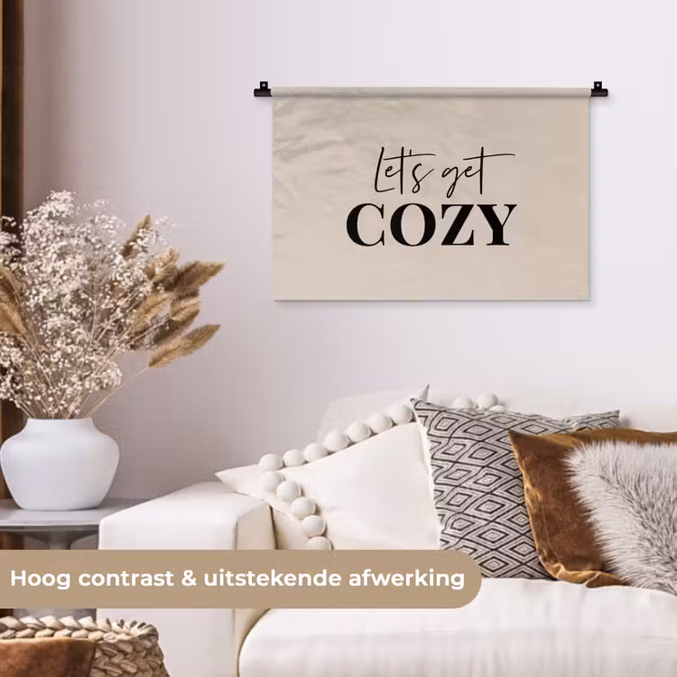 Beige - Winter - Quote - Cozy Wandkleed katoen klein -sfeer1