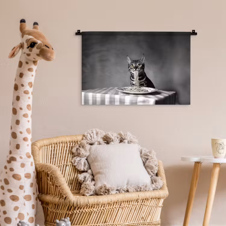 Bengaal - Kat - Tafelkleed - Zwart - Wit - Dier Wandkleed katoen klein -wsfeer5_kind
