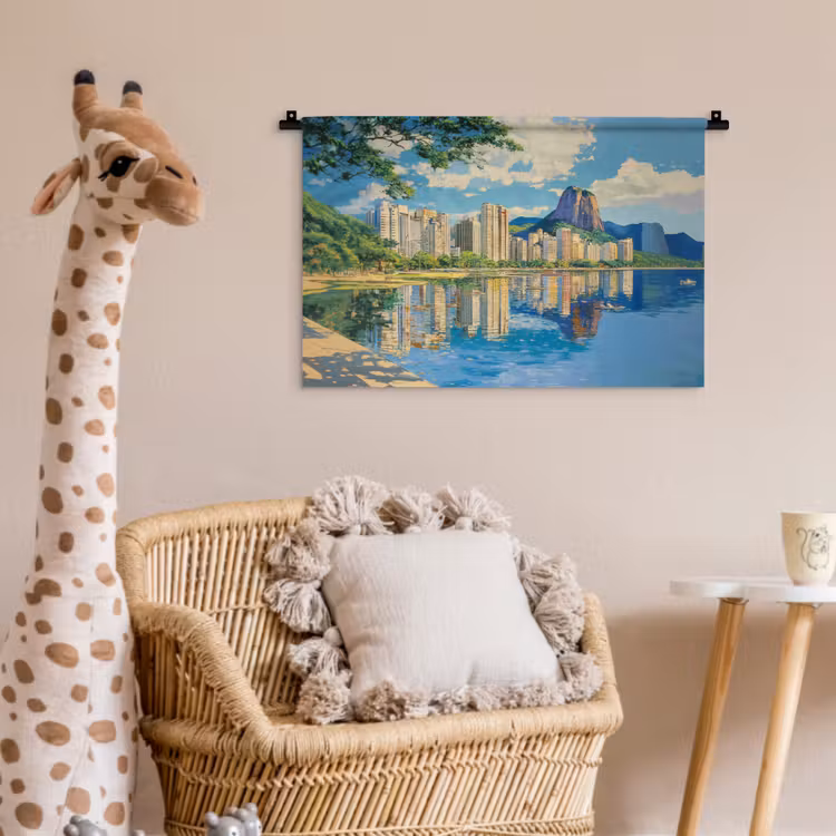 Berg - Skyline - Strand - Water Wandkleed katoen klein -wsfeer5_kind