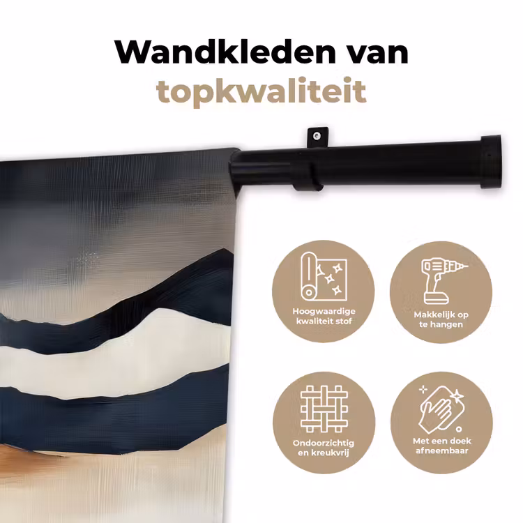 Bergen - Donkerblauw - Landschap Wandkleed katoen klein -sfeer2