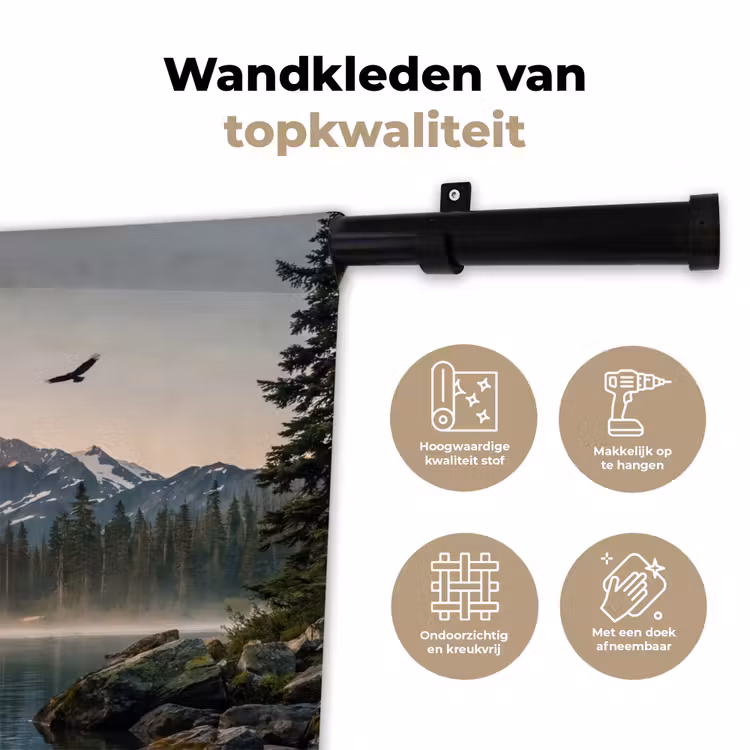 Bergen - Water - Bomen Wandkleed katoen klein -sfeer2