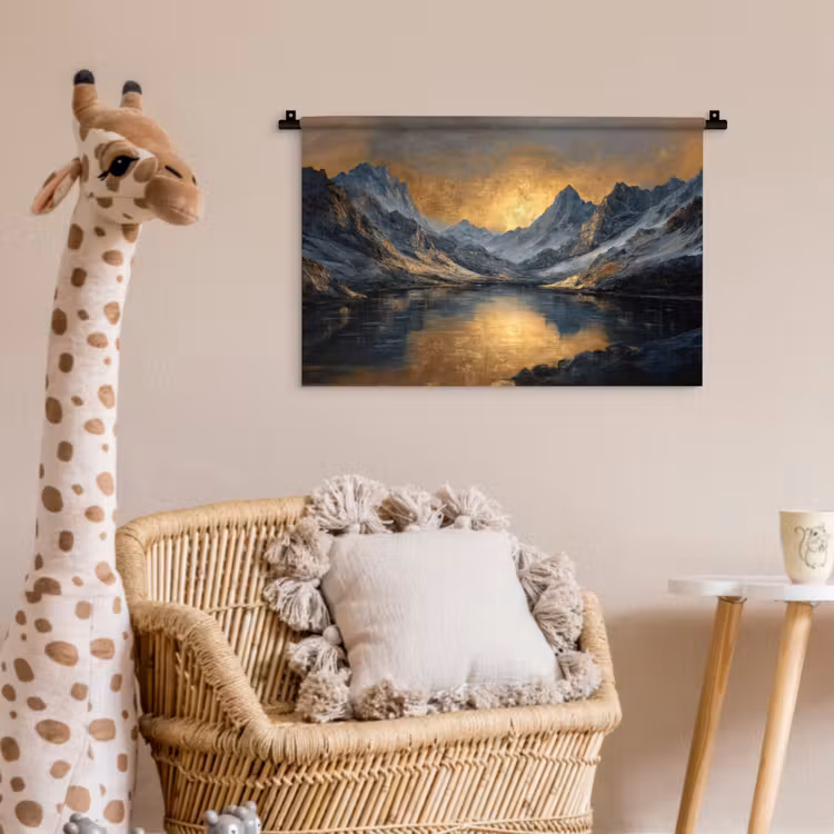 Berglandschap met Gouden Zonsondergang Wandkleed katoen klein -wsfeer5_kind
