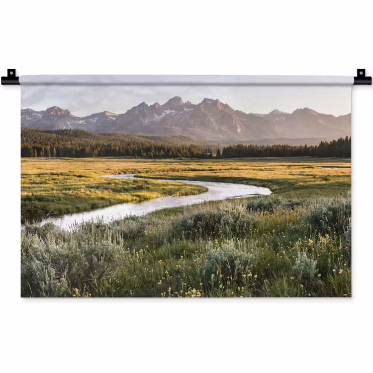 Berglandschap - Rivier - Bos Wandkleed katoen klein -zz3d