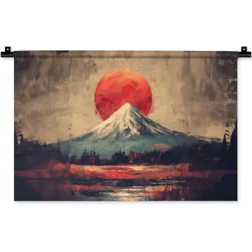 Bergtop - Sneeuw - Zon Wandkleed katoen klein -zz3d