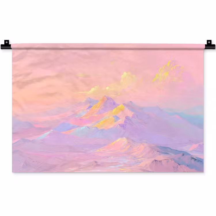 Bergtoppen - Wolken - Dromerig Wandkleed katoen klein -zz3d