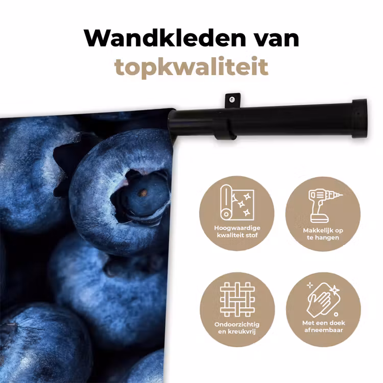 Bessen - Blauw - Fruit Wandkleed katoen klein -sfeer2