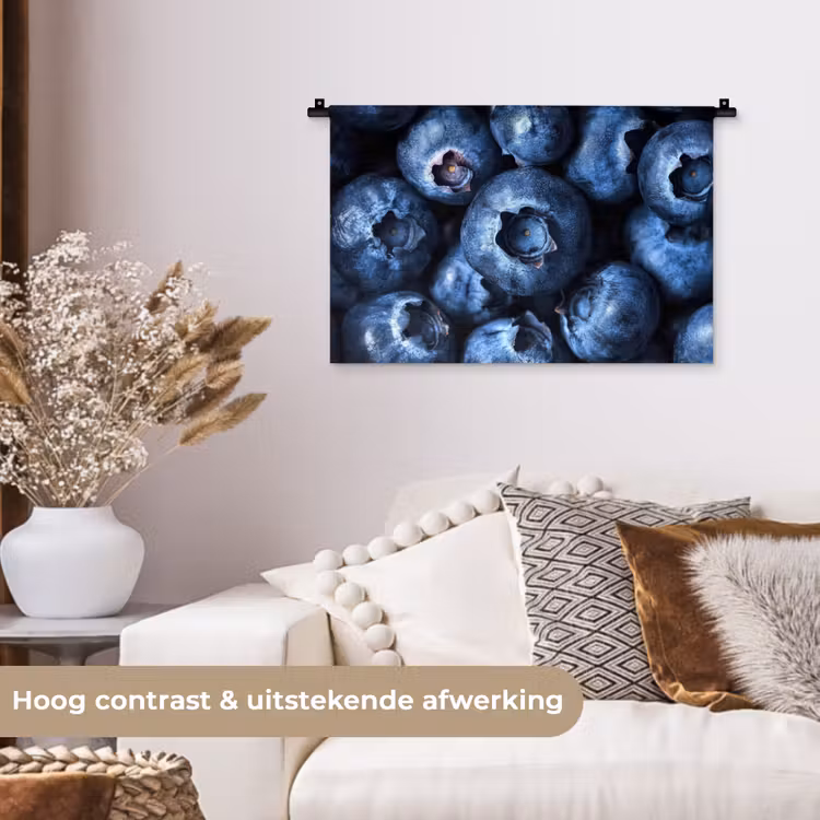 Bessen - Blauw - Fruit Wandkleed katoen klein -sfeer1