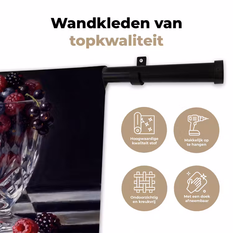 Wandkleed - Bessen - Kristal - Stilleven - Bessen - Kristal - Stilleven Wandkleed katoen klein