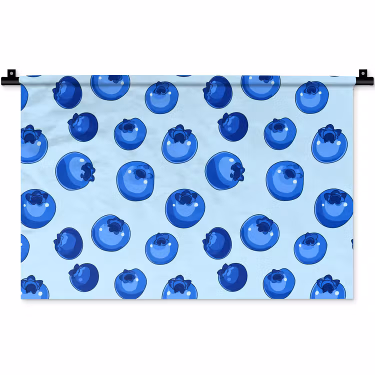 Bessen - Modern - Blauw Wandkleed katoen klein 269 -zz3d