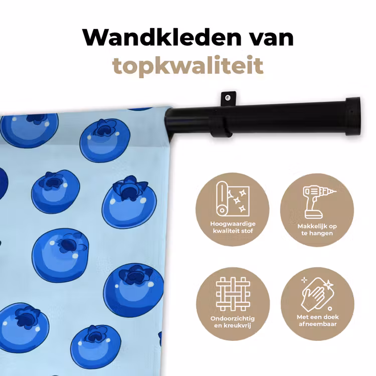 Bessen - Modern - Blauw Wandkleed katoen klein 269 -sfeer2