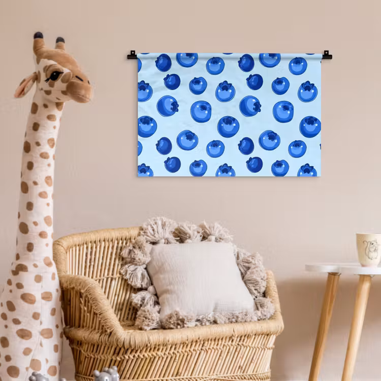 Bessen - Modern - Blauw Wandkleed katoen klein 269 -wsfeer5_kind