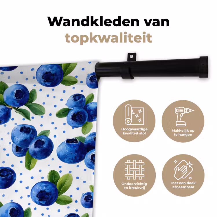 Bessen - Patroon - Blauw Wandkleed katoen klein 269 -sfeer2