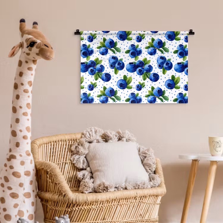 Bessen - Patroon - Blauw Wandkleed katoen klein 269 -wsfeer5_kind