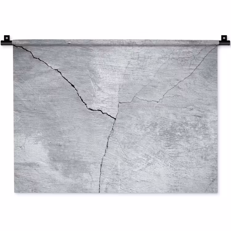 Beton - Scheur - Grijs Wandkleed katoen klein -zz3d