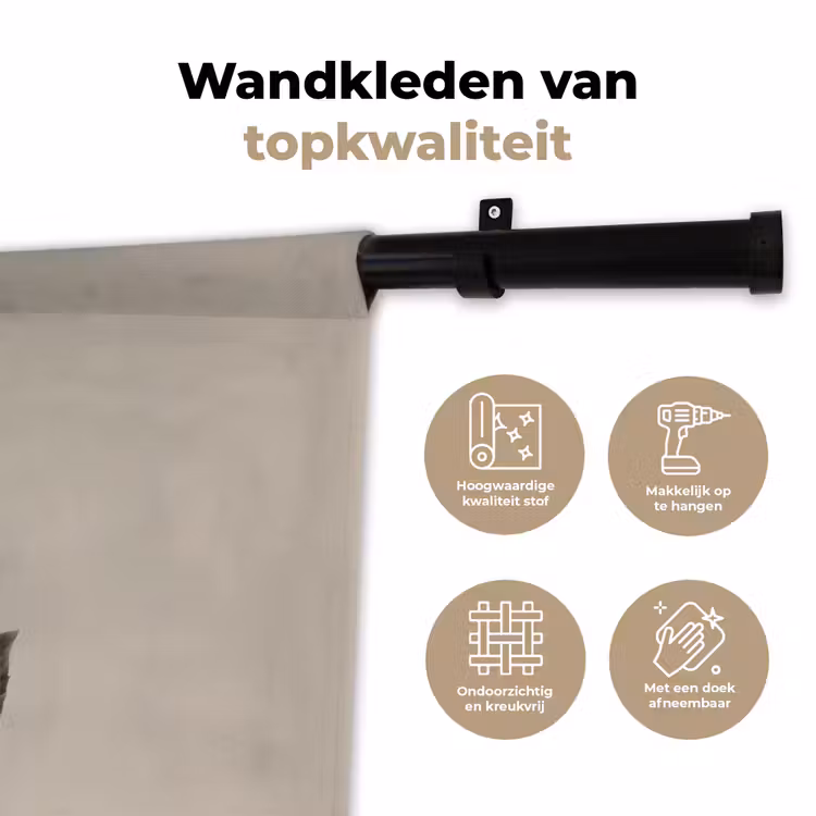Beukenbladeren - Bruin - Groen - neutraal Wandkleed katoen klein -sfeer2