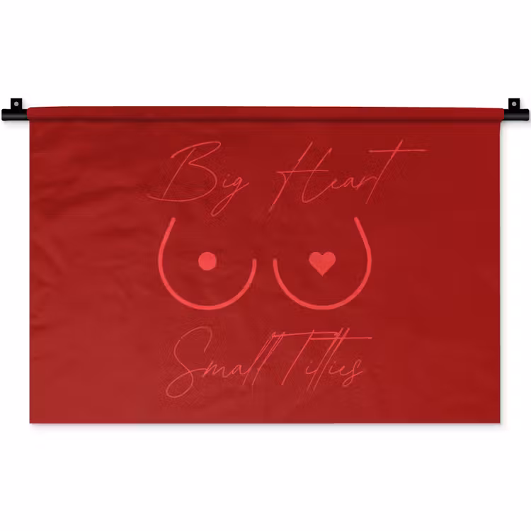 big heart small titties - Hart - Rood Wandkleed katoen klein -zz3d