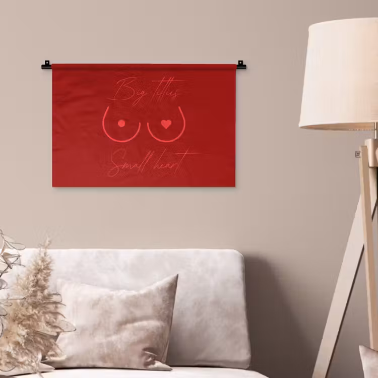 Big titties small heart - Rood - Hart Wandkleed katoen klein -sfeer4