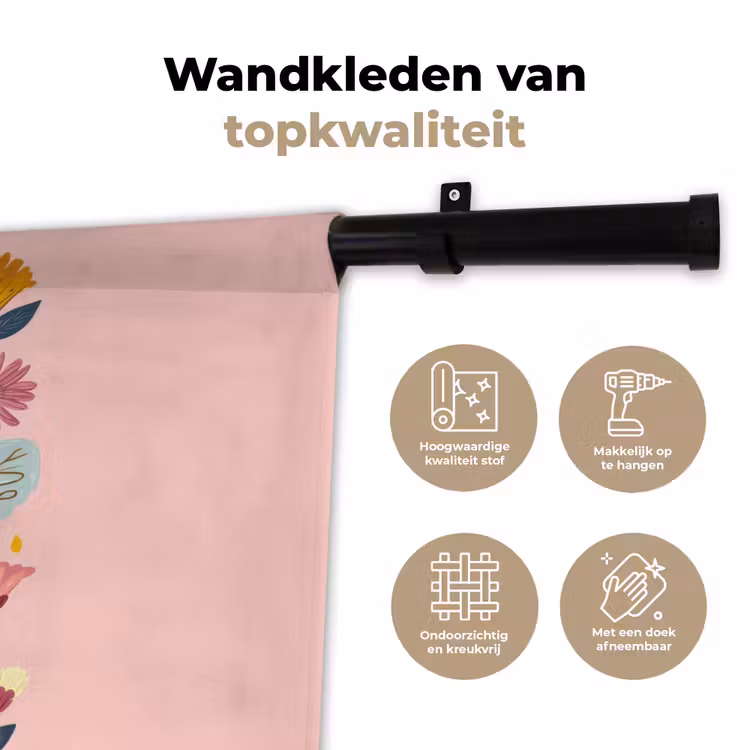 Bij - Geel - Bloemen - Kleurrijk Wandkleed katoen klein -sfeer2