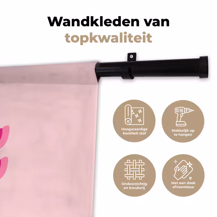 Bisou - Roze - Dikke letters Wandkleed katoen klein -sfeer2