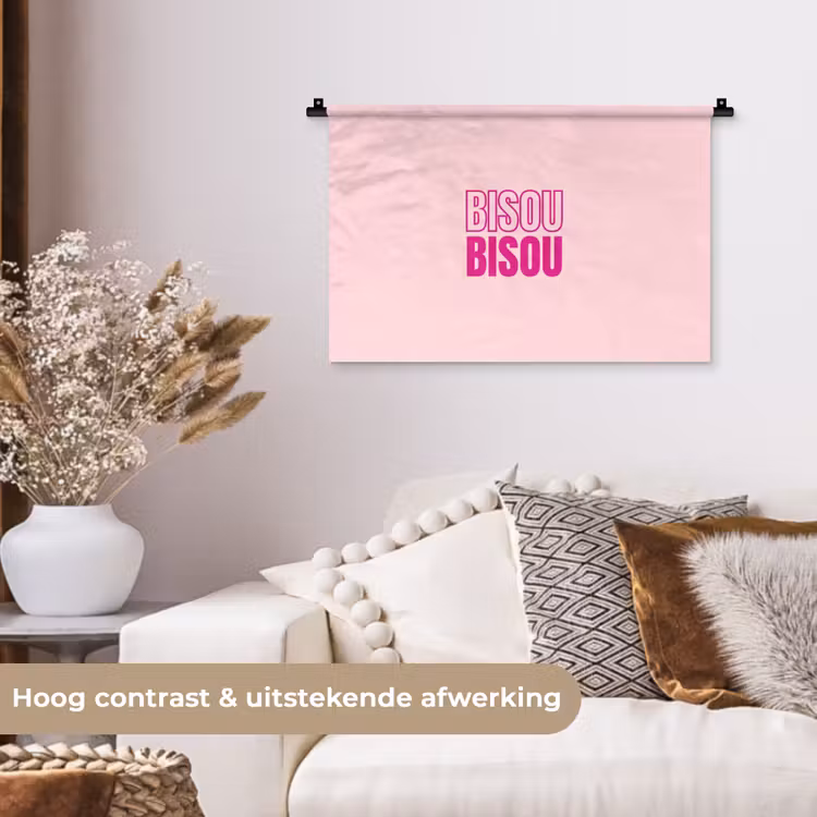 Bisou - Roze - Minimalistisch Wandkleed katoen klein -sfeer1