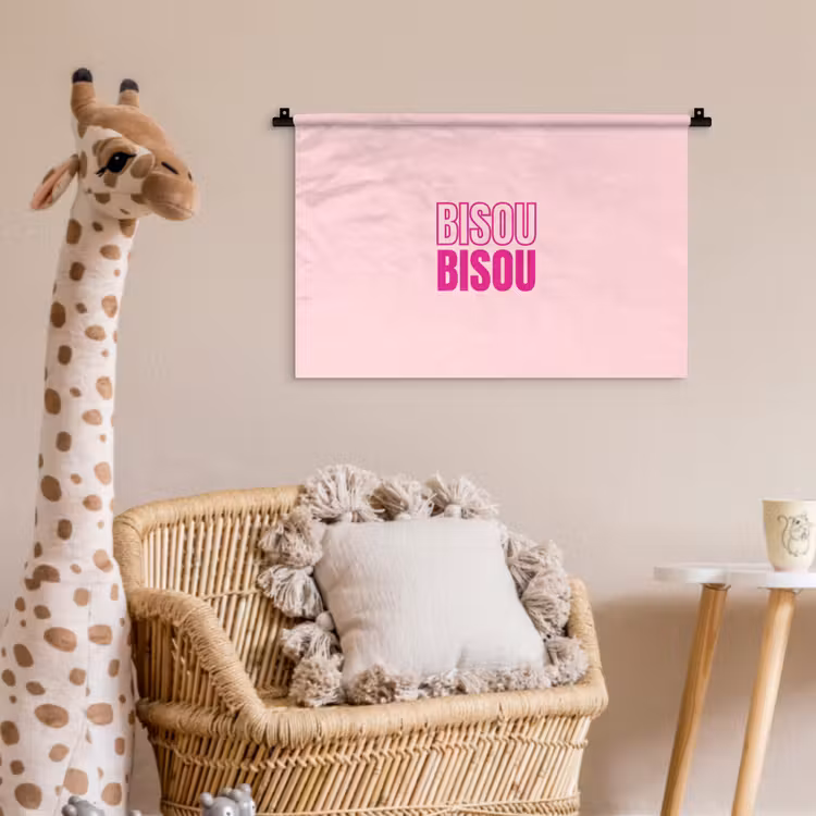 Bisou - Roze - Minimalistisch Wandkleed katoen klein -wsfeer5_kind