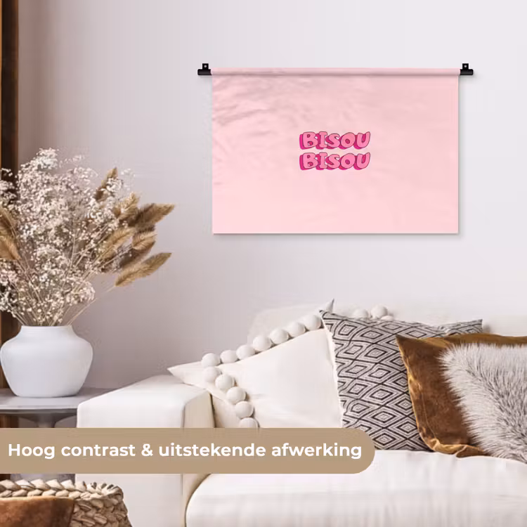 Bisou - Roze - Schaduw Wandkleed katoen klein -sfeer1
