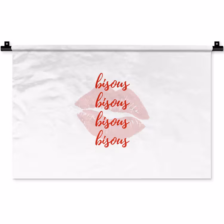 Bisous - Lip - Wit - Rood Wandkleed katoen klein -zz3d
