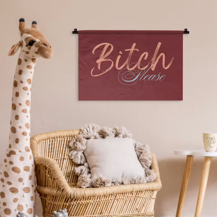 Bitch please - Rood - Blauw Wandkleed katoen klein -wsfeer5_kind