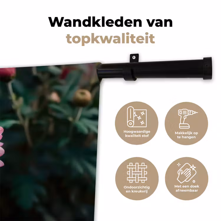 Blad - Chrysant - Roze - Schaduw Wandkleed katoen klein -sfeer2