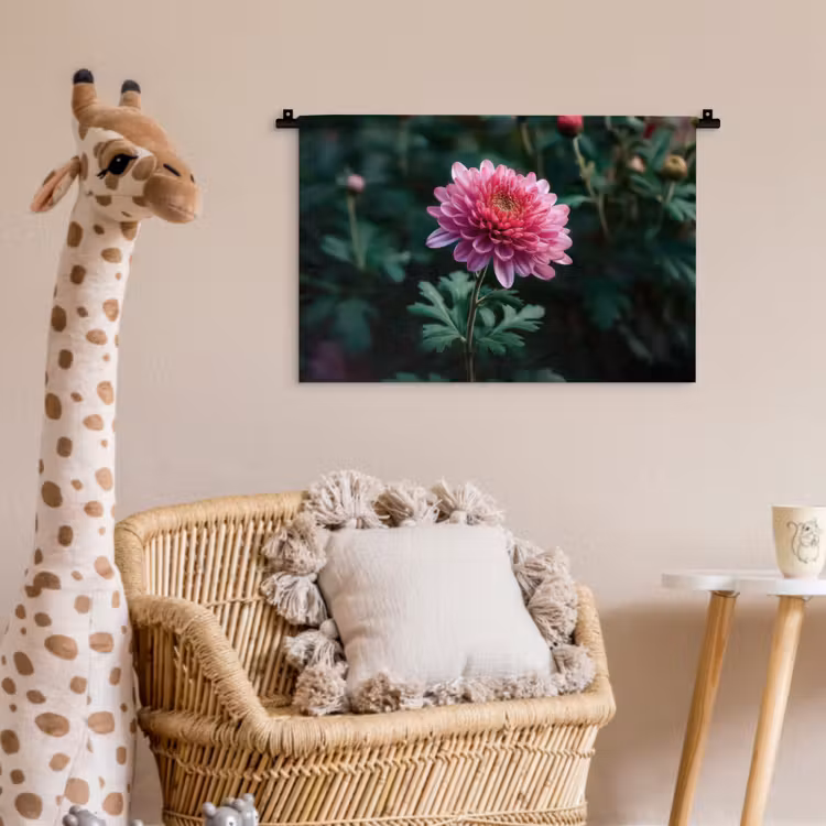 Blad - Chrysant - Roze - Schaduw Wandkleed katoen klein -wsfeer5_kind