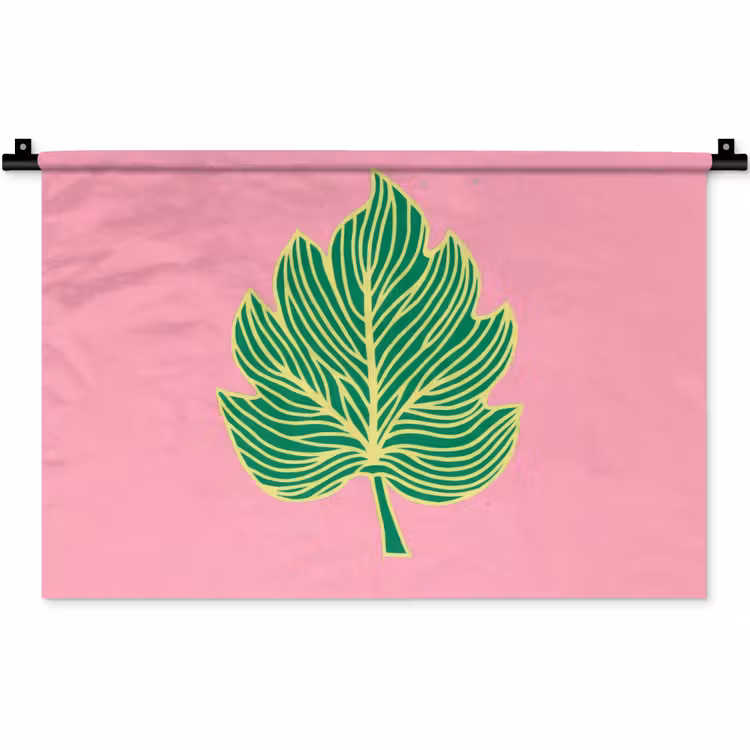 Blad - Groen - Illustratie - Minimalistisch Wandkleed katoen klein -zz3d