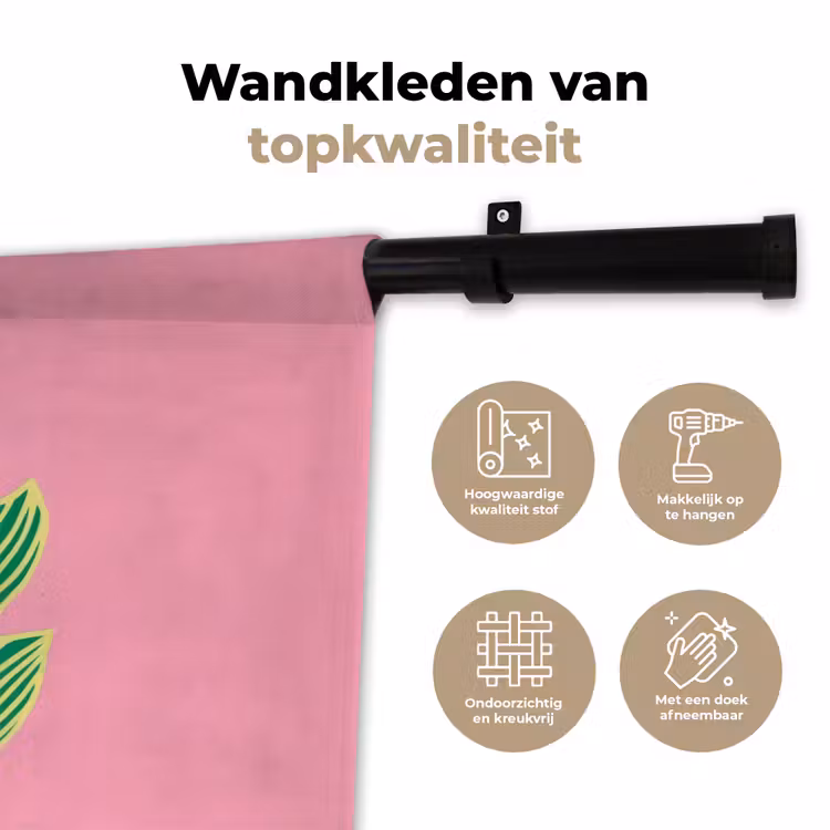 Blad - Groen - Illustratie - Minimalistisch Wandkleed katoen klein -sfeer2