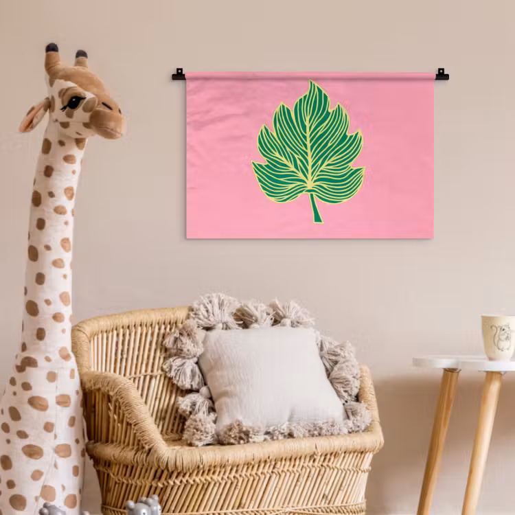 Blad - Groen - Illustratie - Minimalistisch Wandkleed katoen klein -wsfeer5_kind