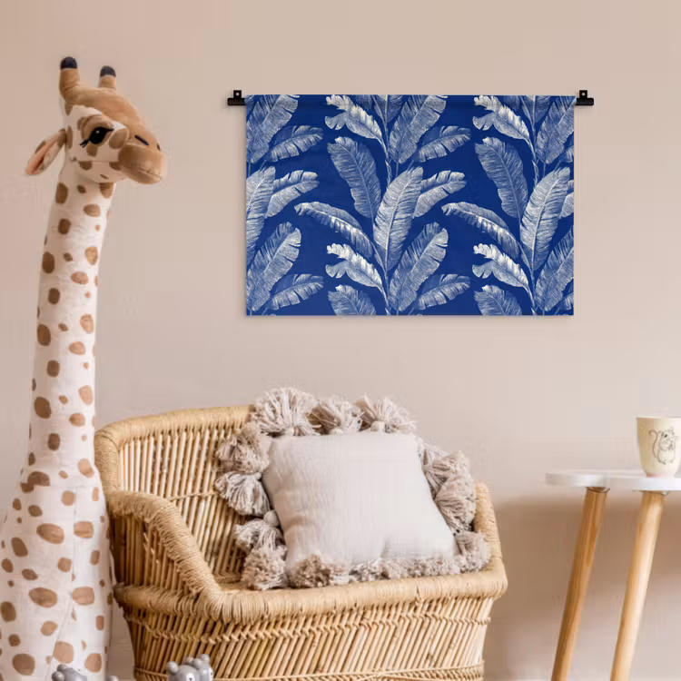 Blad - Palm - Blauw Wandkleed katoen klein 269 -wsfeer5_kind