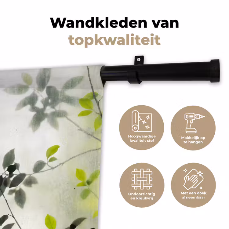 Blad - Schaduw - Natuur - Abstract - Groen Wandkleed katoen klein -sfeer2