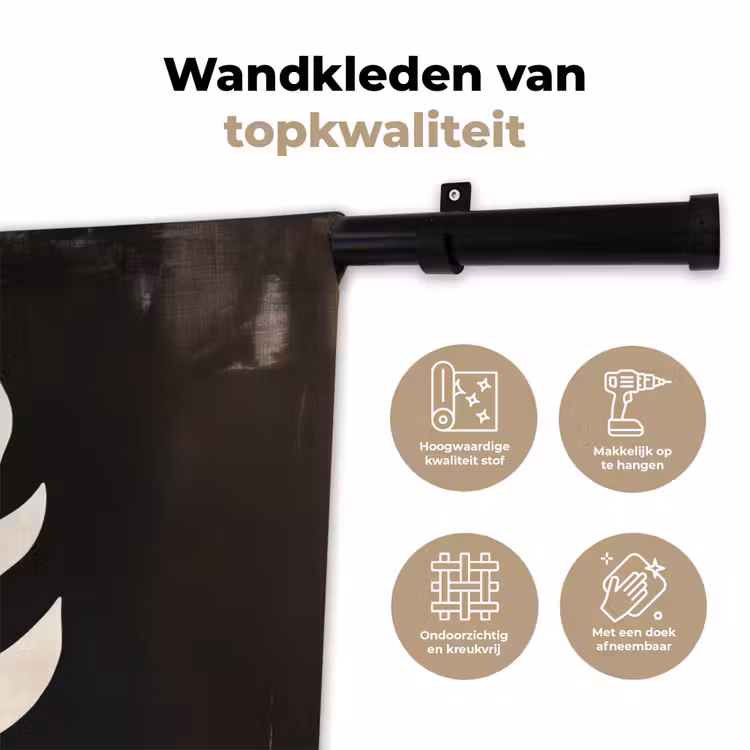 Blad - Wit - Minimalistisch Wandkleed katoen klein -sfeer2