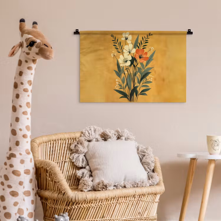 Bladeren - Boeket - Bloemen - Geel Wandkleed katoen klein -wsfeer5_kind