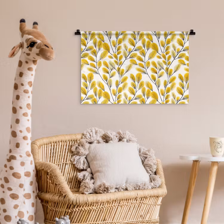 Bladeren - Botanisch - Elegant - Geel - Zwart Wandkleed katoen klein 269 -wsfeer5_kind